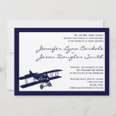  Biplane Aviator Blue bruiloft uitnodigingen (Voorkant)