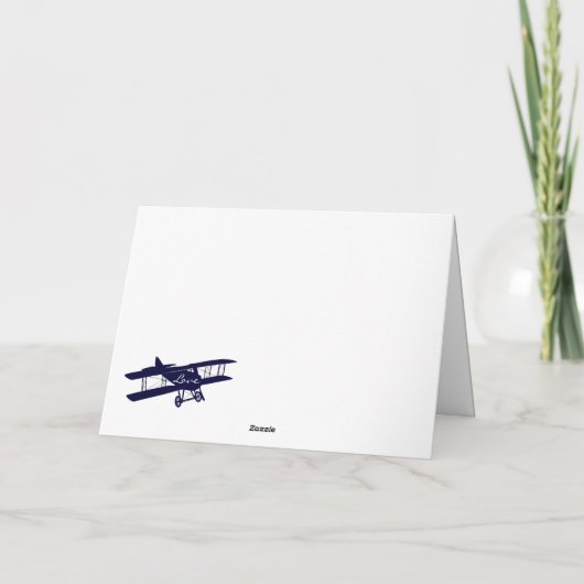  Biplane Aviator Blue Wedding Dank u Bedankkaart (Achterkant)
