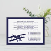  Biplane Aviator Blue Wedding Info Card Kaart (Staand voorkant)