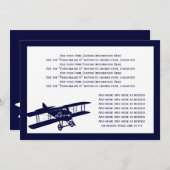  Biplane Aviator Blue Wedding Info Card Kaart (Voorkant / Achterkant)