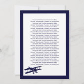  Biplane Aviator Blue Wedding Info Card Kaart (Voorkant)