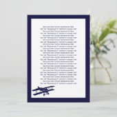 Biplane Aviator Blue Wedding Info Card Kaart (Staand voorkant)