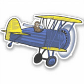 Biplane Blue Sticker (Voorkant)