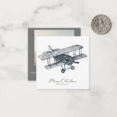 Biplane Classic kerstkaart Notitiekaartje (Voorkant / Achterkant in situ)