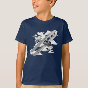 Biplane en wolken t-shirt