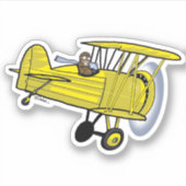 Biplane Geel Sticker (Voorkant)