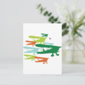 : BiPlane Lonely Sparrow Airplane Desi Briefkaart (Staand voorkant)