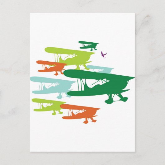 : BiPlane Lonely Sparrow Airplane Desi Briefkaart (Voorkant)