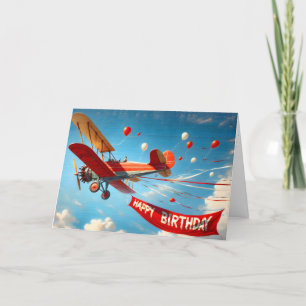  Biplane met Verjaardagsbanner Kaart