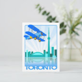 Biplane over toronto Retro-ontwerp Briefkaart (Staand voorkant)