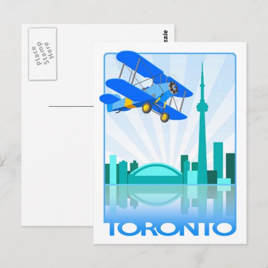 Biplane over toronto Retro-ontwerp Briefkaart (Voorkant / Achterkant)
