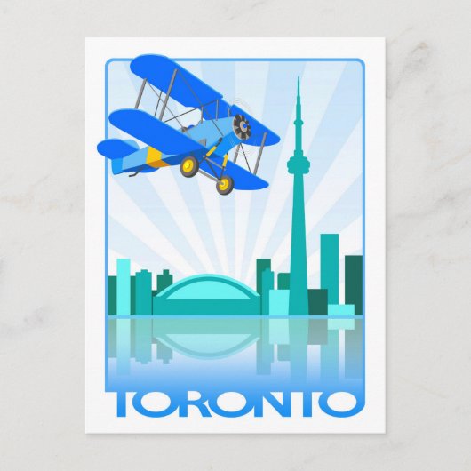 Biplane over toronto Retro-ontwerp Briefkaart (Voorkant)