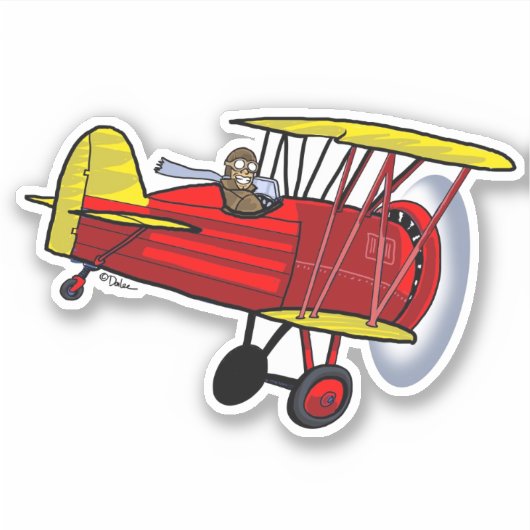 Biplane Red Sticker (Voorkant)