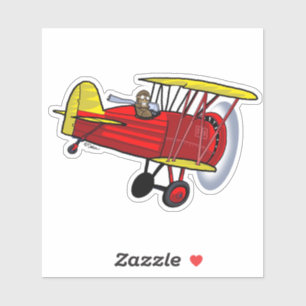 Biplane Red Sticker