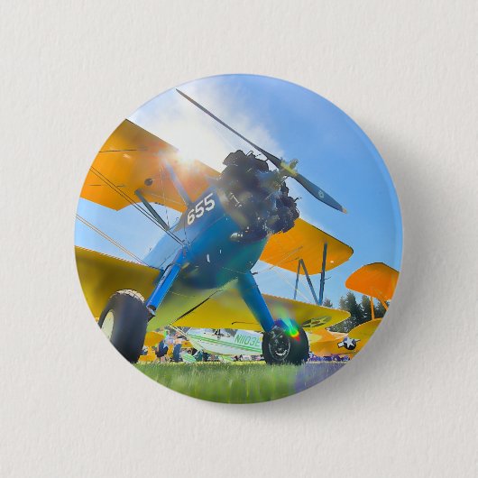 Biplane Sunshine Ronde Button 5,7 Cm (Voorkant)