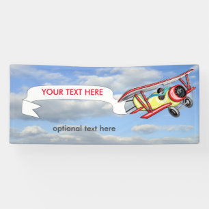 Biplane Towing Banner in Blue Sky Clouds 2,5 x 6