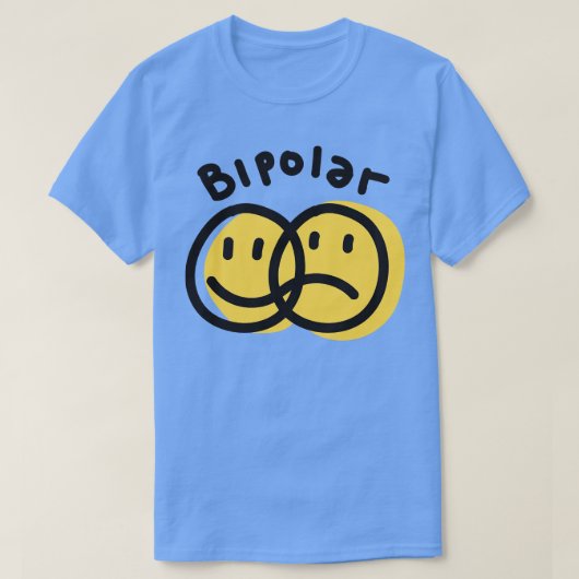Bipolair Happy Sad Face Emoticon T-shirt (Design voorkant)