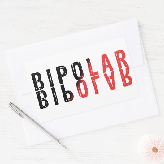 Bipolair tekstontwerp rechthoekige sticker (Envelop)