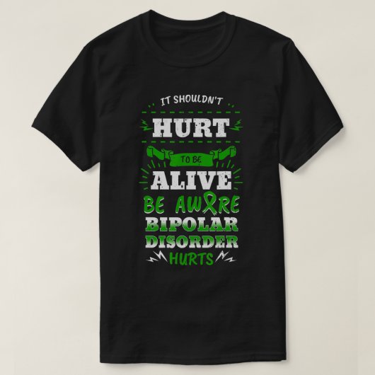 Bipolaire manie Mentale ziekte Angst Groen lintje T-shirt (Design voorkant)