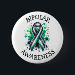 Bipolar Awareness Ribbon Ronde Button 5,7 Cm<br><div class="desc">Buttons to help spread awareness for Bipolar Disorder with a black,  white and green striped awareness ribbon.</div>