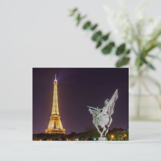 Bir-Hakeim bij de nachtbrug - Parijs, Frankrijk Briefkaart (Staand voorkant)