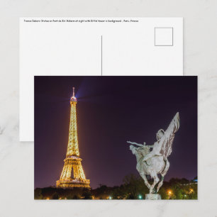 Bir-Hakeim bij de nachtbrug - Parijs, Frankrijk Briefkaart