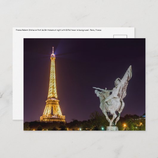 Bir-Hakeim bij de nachtbrug - Parijs, Frankrijk Briefkaart (Voorkant / Achterkant)