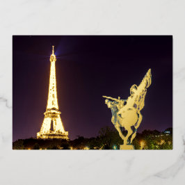 Bir-Hakeim bij de nachtbrug - Parijs, Frankrijk Folie Feestdagenkaart