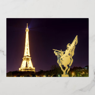 Bir-Hakeim bij de nachtbrug - Parijs, Frankrijk Folie Feestdagenkaart