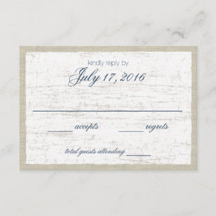 Birch Bark and Navy Blue Woodland Responcard RSVP Kaartje