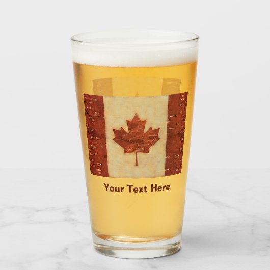 Birch Bark Canadian Flag Glas (Voorkant gevuld)