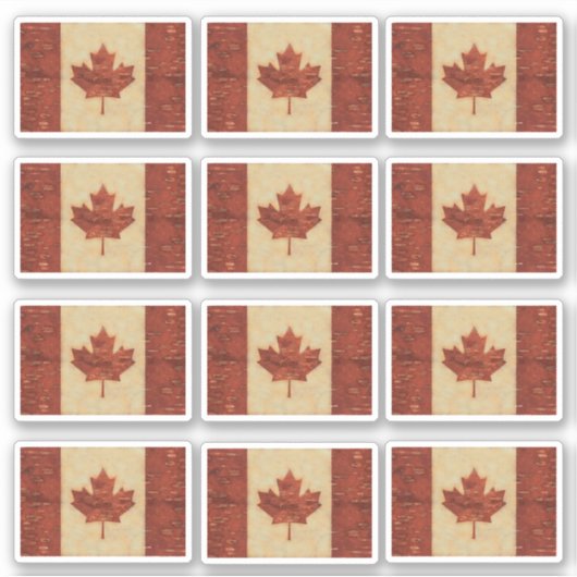 Birch Bark Canadian Flag Sticker (Voorkant)