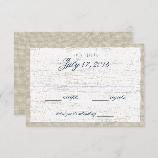 Birch Bark en Navy Blue Woodland Response Kaart (Voorkant / Achterkant)