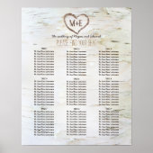 Birch Bark Heart Rustic Wedding Seating Chart Poster (Voorkant)