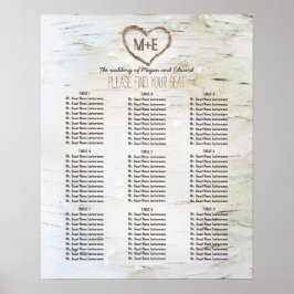 Birch Bark Heart Rustic Wedding Seating Chart Poster