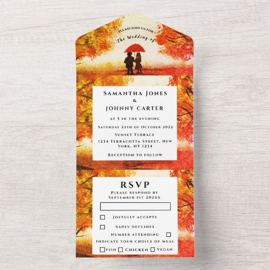 Birch Bark Herfst Country Robuust lekt overal in All In One Uitnodiging (Binnen)