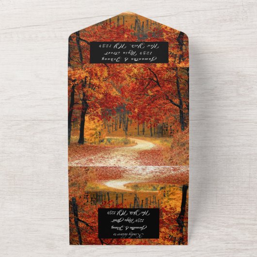 Birch Bark Herfst Country Robuust lekt overal in All In One Uitnodiging (Buitenkant)