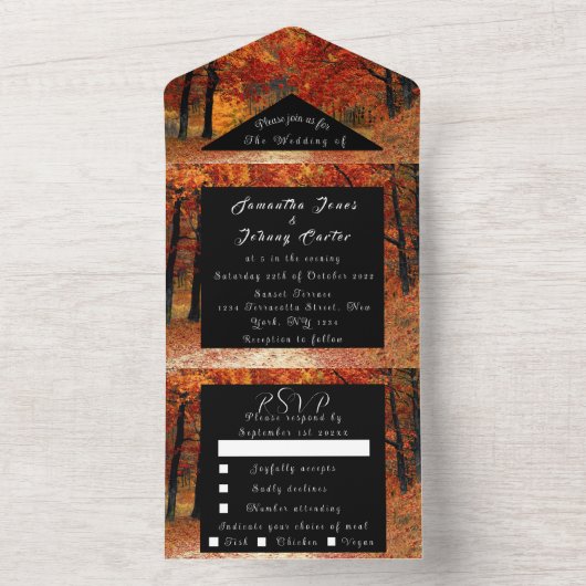 Birch Bark Herfst Country Robuust lekt overal in All In One Uitnodiging (Binnen)