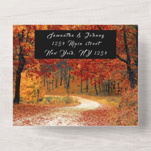 Birch Bark Herfst Country Robuust lekt overal in All In One Uitnodiging (Achterkant)