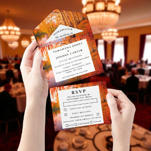 Birch Bark Herfst Country Robuust lekt overal in All In One Uitnodiging