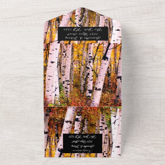 Birch Bark Herfst Country Rustige houtbladeren All In One Uitnodiging (Buitenkant)