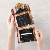 Birch Bark Herfst Country Rustige houtbladeren All In One Uitnodiging (Afscheurbaar)