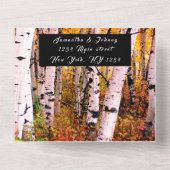 Birch Bark Herfst Country Rustige houtbladeren All In One Uitnodiging (Achterkant)