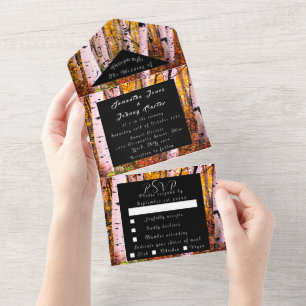 Birch Bark Herfst Country Rustige houtbladeren All In One Uitnodiging