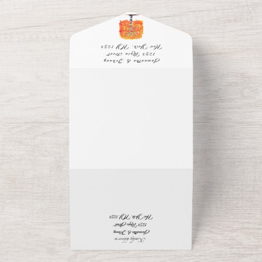 Birch Bark Herfst Country Rustige houtbladeren All In One Uitnodiging (Buitenkant)