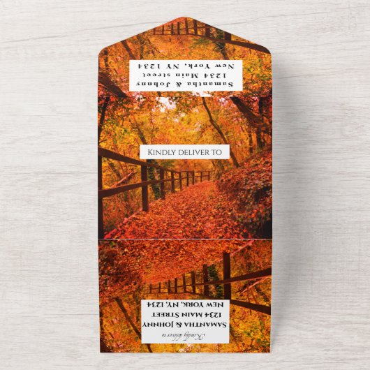 Birch Bark Herfst Country Rustige houtbladeren All In One Uitnodiging (Buitenkant)