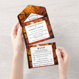 Birch Bark Herfst Country Rustige houtbladeren All In One Uitnodiging