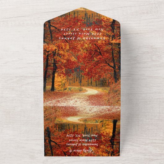 Birch Bark Herfst Country Rustige houtbladeren All In One Uitnodiging (Buitenkant)