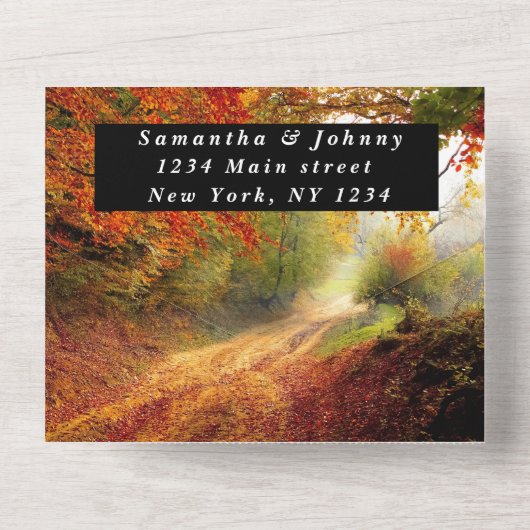 Birch Bark Herfst Country Rustige houtbladeren All In One Uitnodiging (Achterkant)