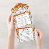 Birch Bark Herfst Country Rustige houtbladeren All In One Uitnodiging (Afscheurbaar)